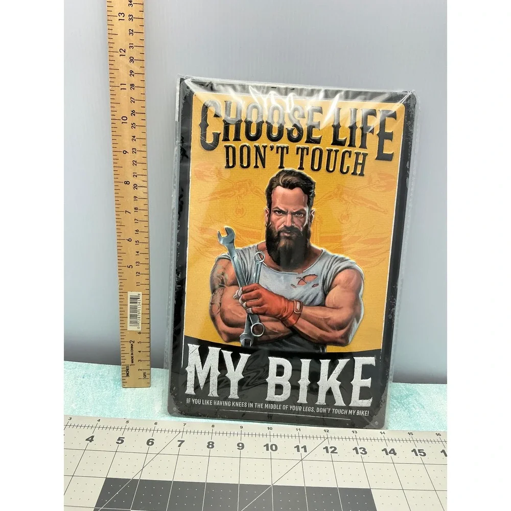 Choose Life Don't Touch My Bike Metal Tin Sign‎ Man Cave Garage Decor